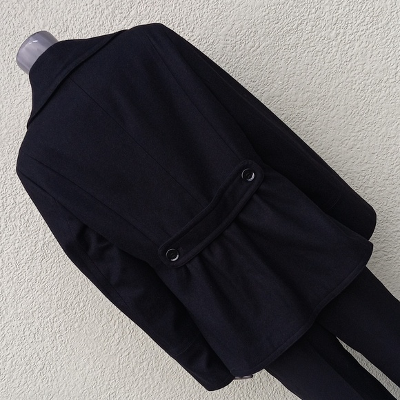 CALVIN KLEIN (USA) LADIES BLACK DOUBLE-BREASTED WOOL BLEND LUXURY PEACOAT - Picture 17 of 17